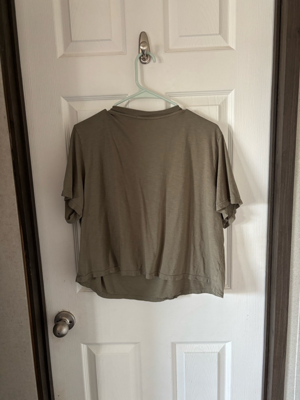 Marine Layer Women's Short Sleeve V-Neck Tee in Olive - Picture 4 of 8
